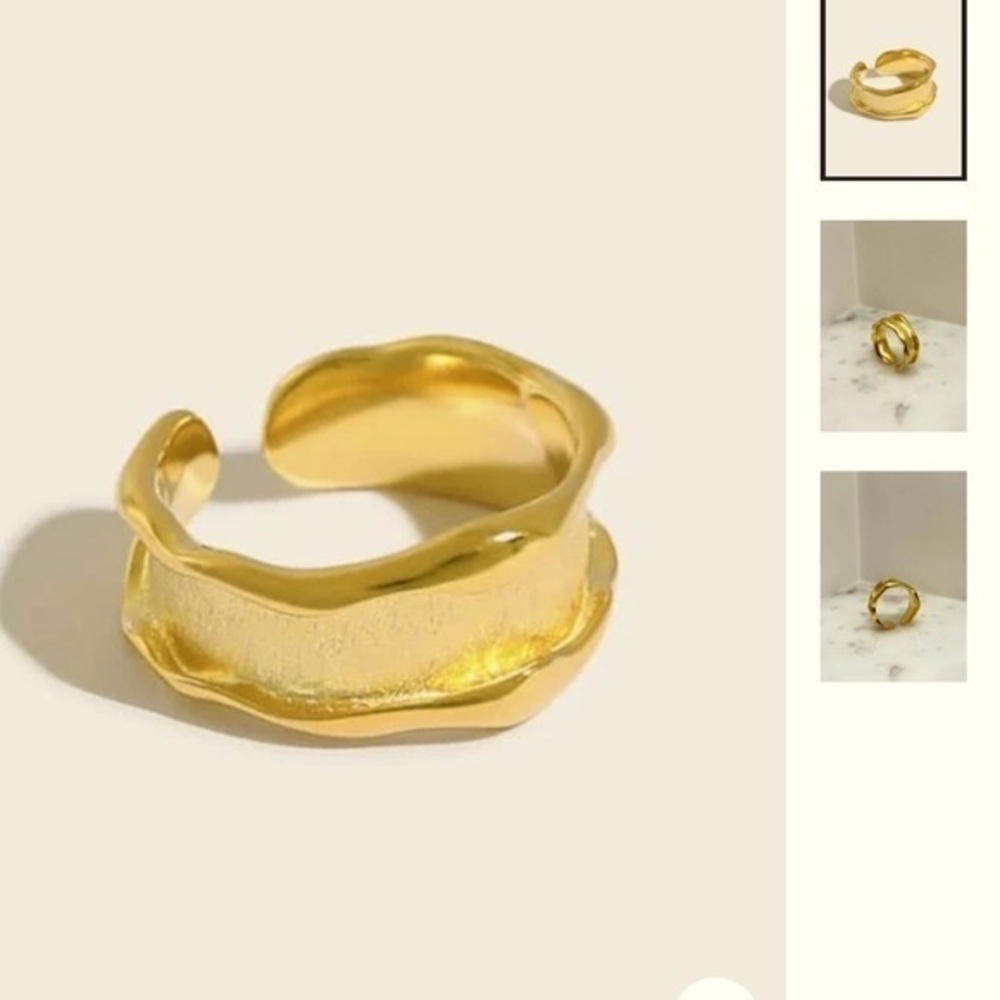 IRREGULAR MATTE SHINE 14K GOLD RING vermeil